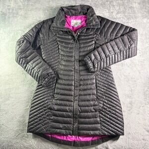 Eddie Bauer EB700 Fill Power Down Puffer Coat Womens Small Black Pink Lining